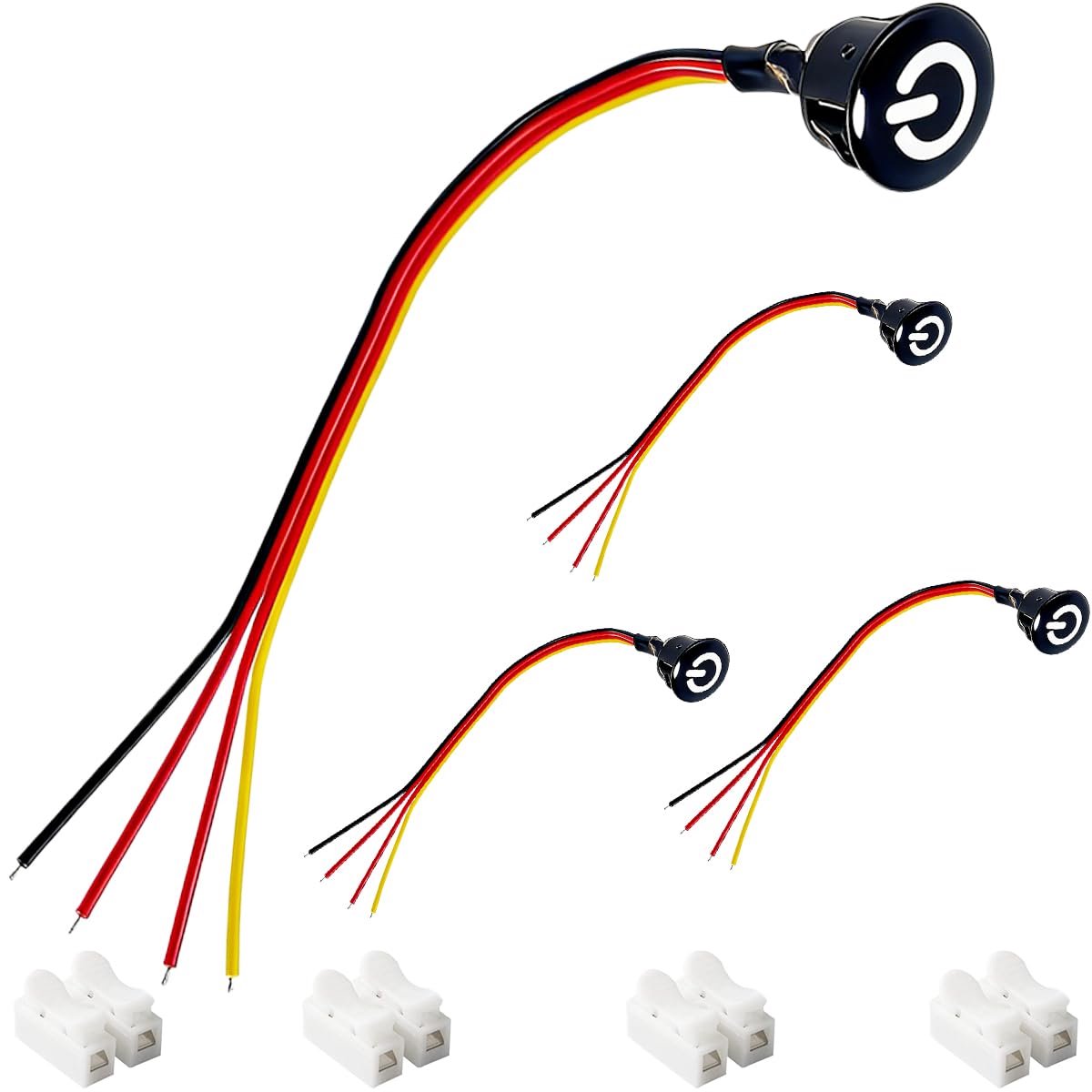4 stuks led-aanraakdimmer, 12 V DC, touch-dimmers voor ledlampen, continu aan/uit, 3,7 V-12 V DC, geïntegreerde helderheidscontrolesensor, zwart