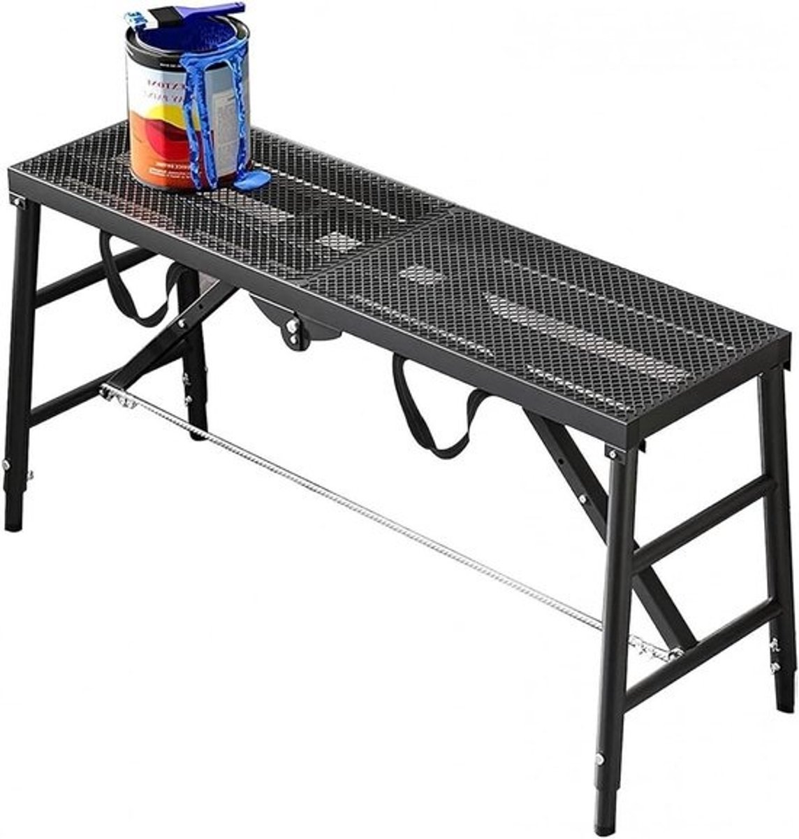 Werkplatform Steiger - Opstapbank Ladder - Kluswerkzaamheden Buiten - Verstelbare Hoogte - 180 x 30 cm - Gegalvaniseerd