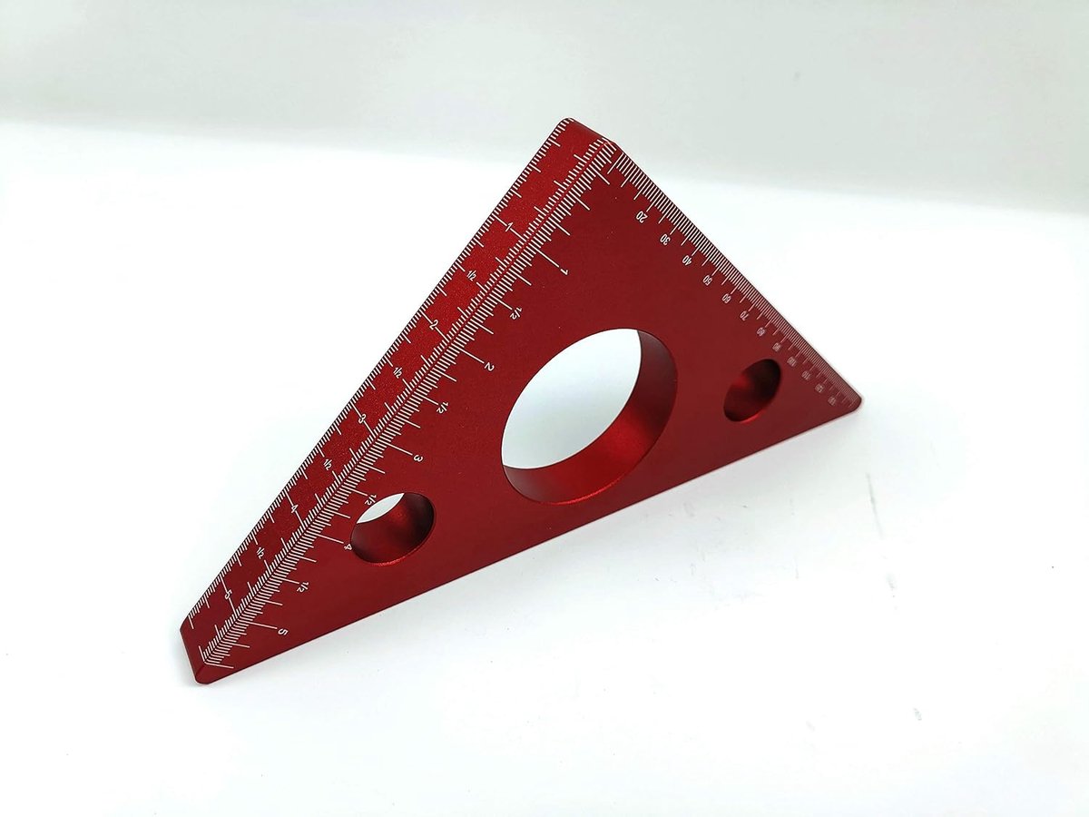 Dailygoods- Hoekmeter Driehoek 45 Graden - Houtbewerking - Meetinstrument - Aluminiumlegering - Ergonomisch ontwerp - Laser gegraveerde schalen - Hoek