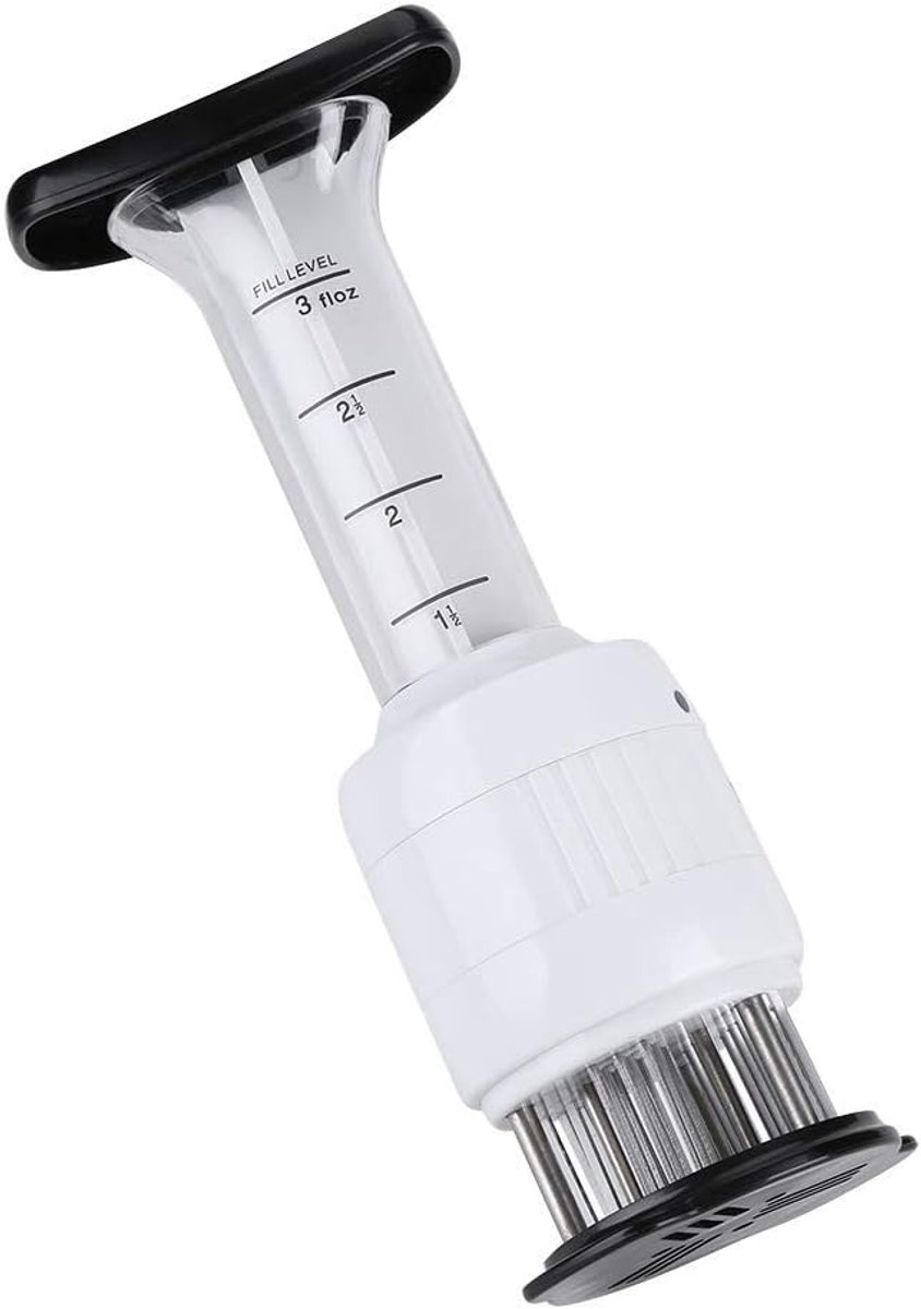 Dailygoods- Marinade Injector Hoge Kwaliteit - Vleesmarinade Injectiespuit - Roestvrij Staal - 30 Naalden - Duurzaam - Veilig en Eenvoudig Schoon te M