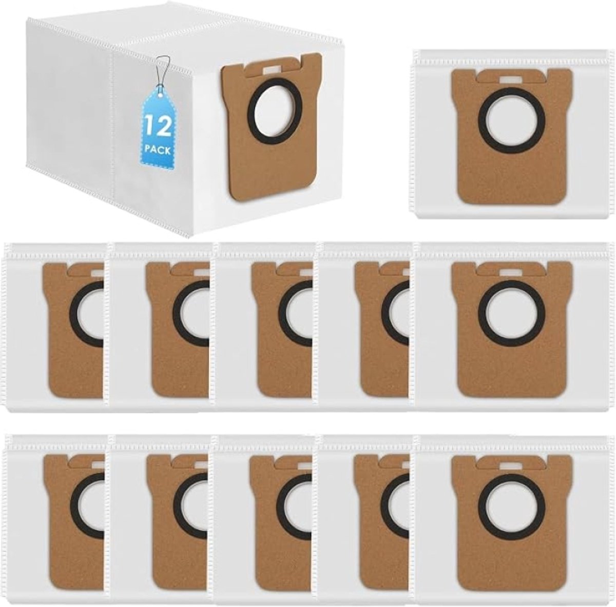 12 Stofzuigerzakken voor Xiaomi X10+ X20+ Dreame L10s L10 L20 X40 Ultra Robotstofzuiger - 2,5 L Reservezakken met Zelfsluitende Afdichting