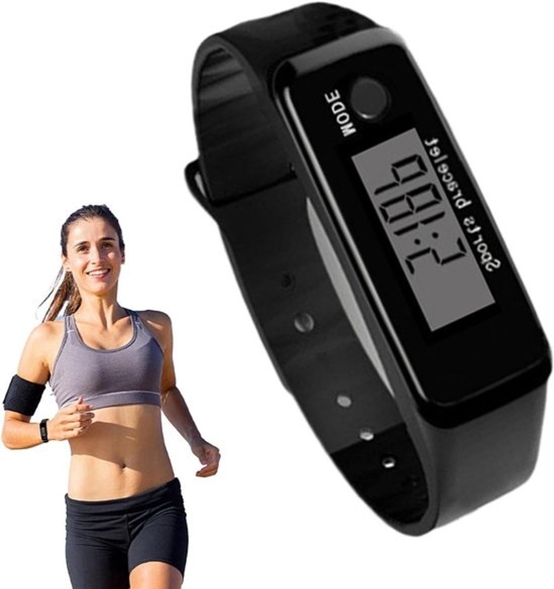 Stappenteller Horloge - Activiteitentracker Slaapmonitor - Fitness Doelen Bereiken - Nauwkeurige Staptelling - 236 Inch Bandbreedte - Zwart