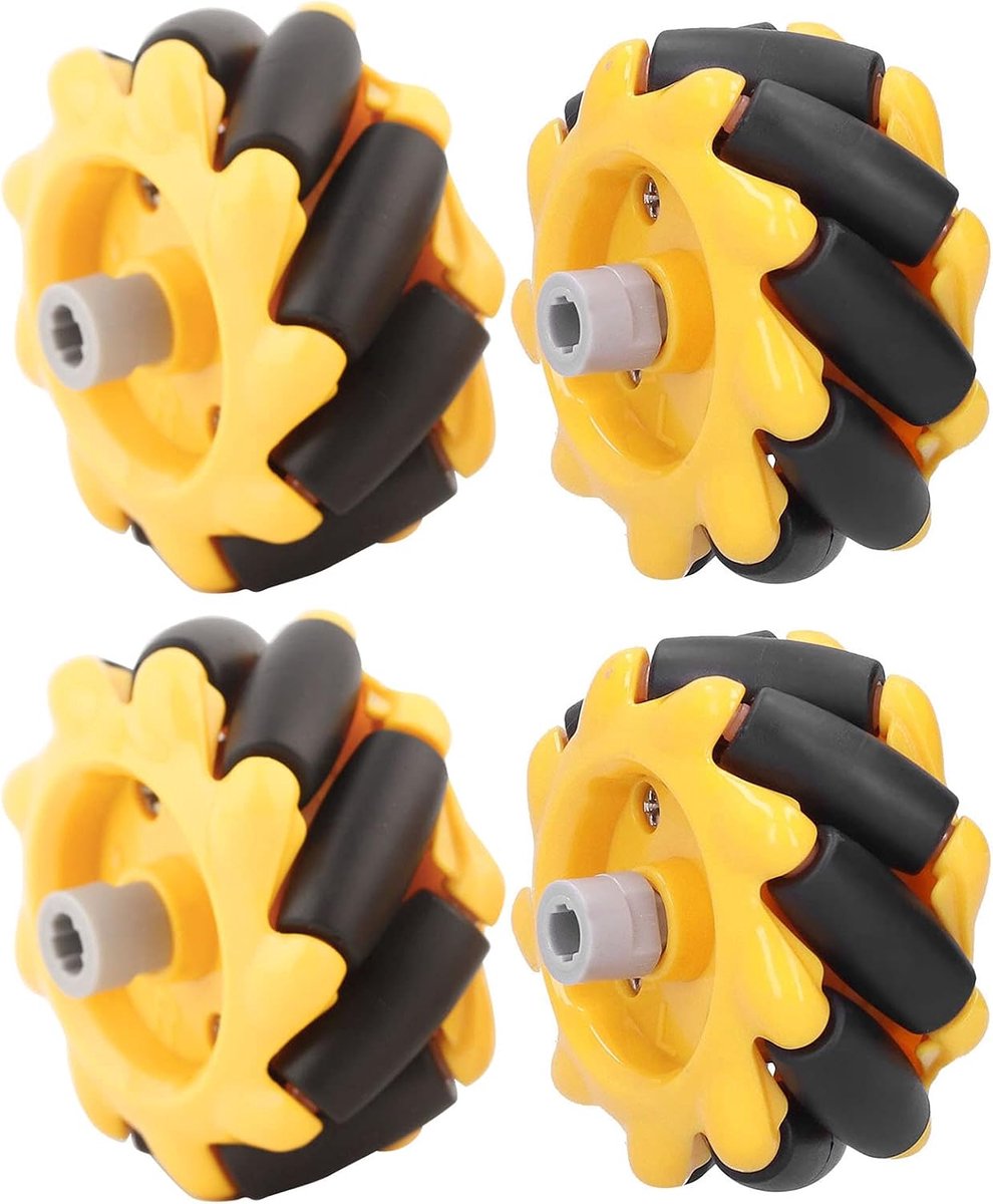 Dailygoods - Mecanum-wiel - Omnidirectioneel - Kwaliteitsborging - Geel en zwart - Robotica - DIY slimme auto-projecten - 48 mm