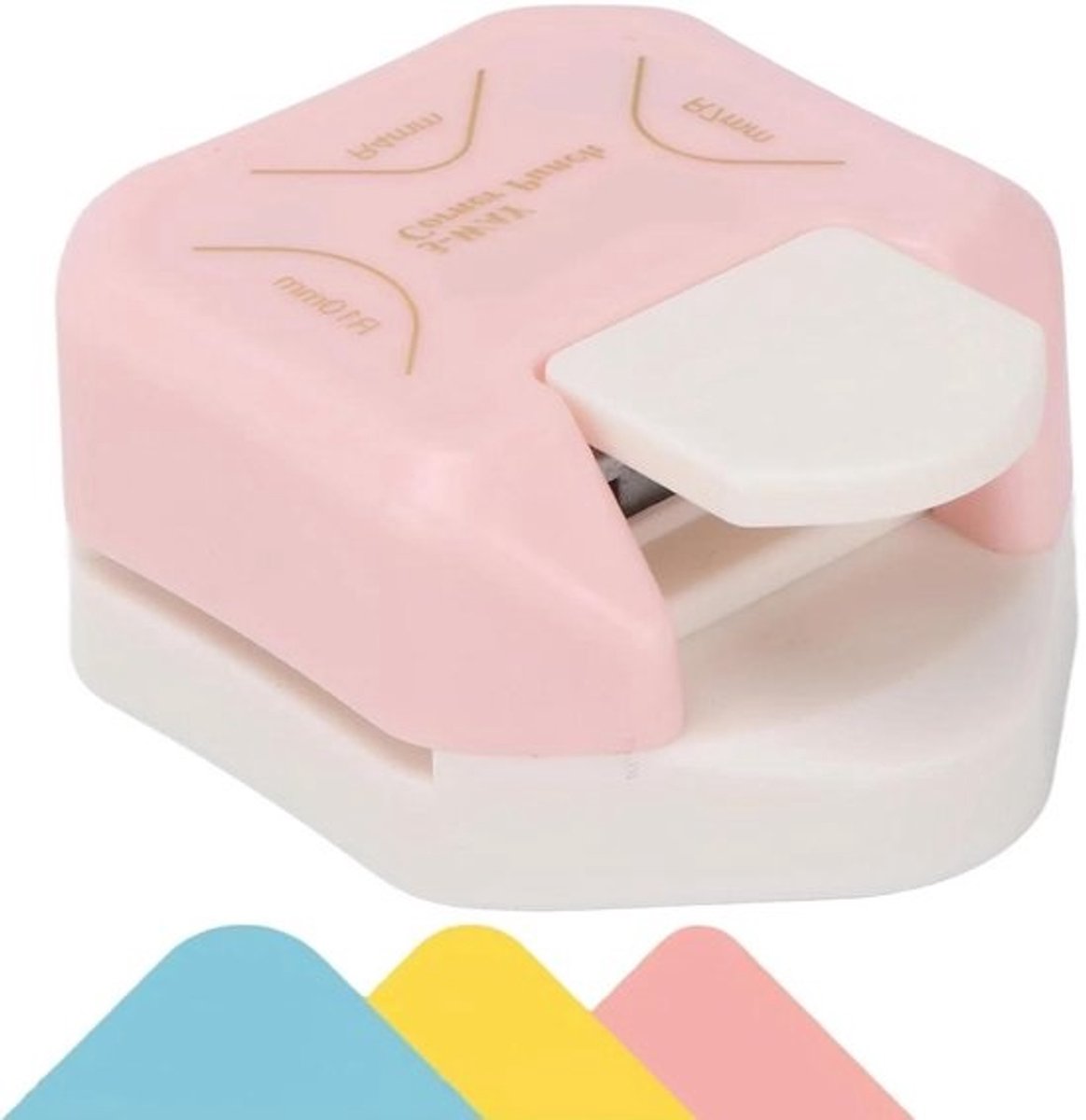 Hoekronde Pons - Papier Snijder - Kaarten Maken - Drie Maten - 7.3 x 5.8 x 3.3 cm - Roze