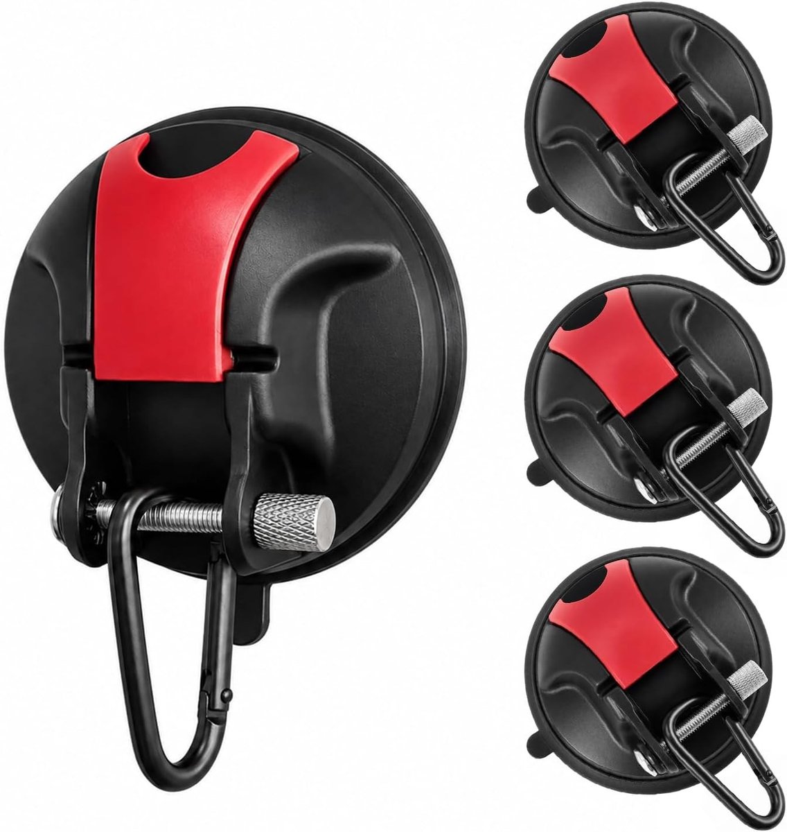 Extra sterke zuignaphaken, 4 stuks, ideaal voor camping, met een draagvermogen van 30 kg, zonder boren, perfect voor camper, tent, auto, tegels en glas