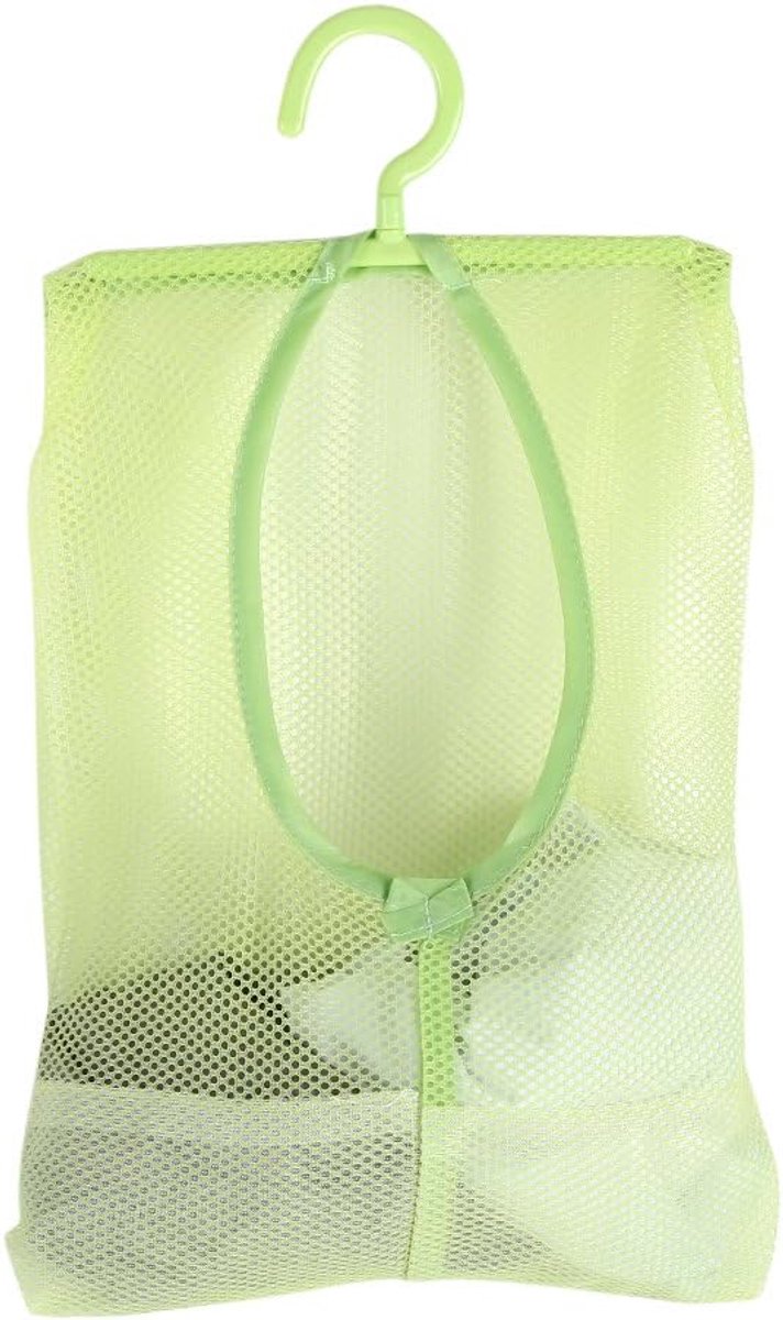 Wasknijperzak met Hanger, Multifunctionele Hangende Netzakhanger Sokken Ondergoedopslag voor Badkamer Kledingkast Wasserij Waslijn Buiten, 11,8 x 10,2in(Groente)