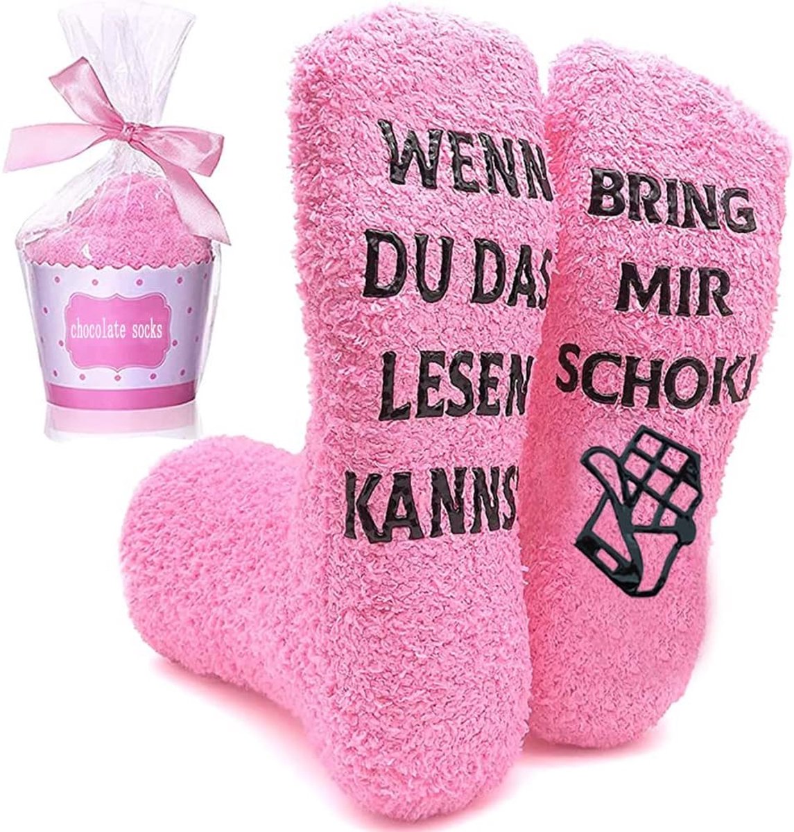 grappige grappige gepersonaliseerde warme fleece winter sokken voor dames mama, roze sokken bedrukt letters geschenkdoos chocolade cadeau voor Kerstmis, Valentijnsdag, verjaardag,