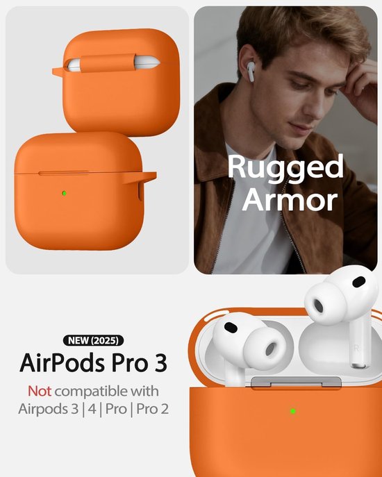 Siliconen voor AirPods Pro 3 Hoes, M-Orange — afbeelding 2