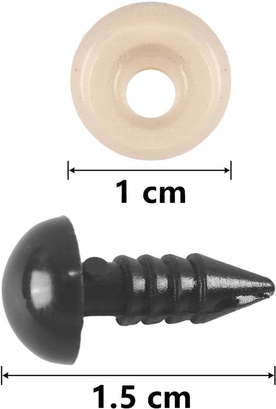 Ogen met ringen voor het maken van pluchen dieren, poppen en teddybeerogen van 8 mm voor knutselprojecten — afbeelding 5