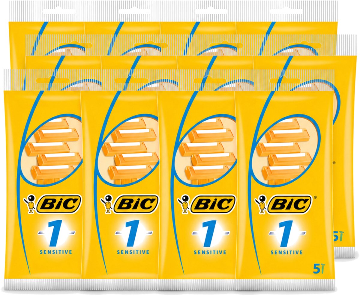 12 x Bic - Scheermesjes - Sensitive - Enkel Mesje - Wegwerpmesjes - 5 Scheermesjes - Voordeelverpakking - 12 stuks
