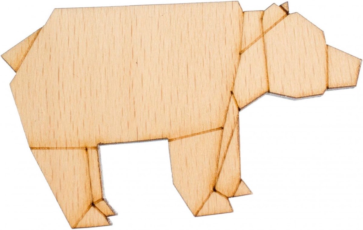 beer broche speld dasspeld teddybeer Grizzly abstract Origami hout
