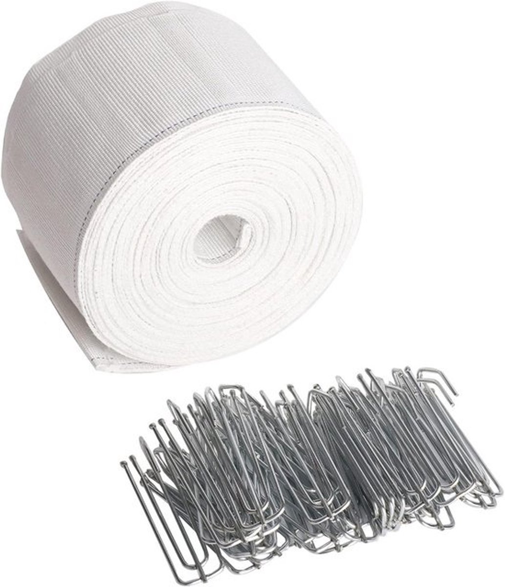 Inrijgband voor Gordijnen met Haken voor het Maken van Plisségordijnen 10 Yards Wit