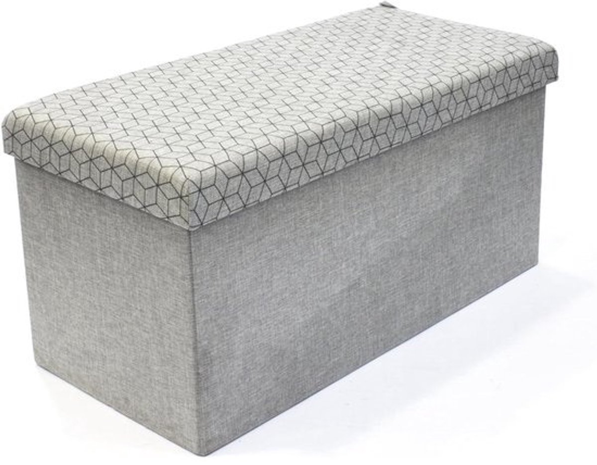 Opbergbank - Zetel Kruk - Ruimte Besparen - Opvouwbaar Design - 76 cm - Lichtgrijs
