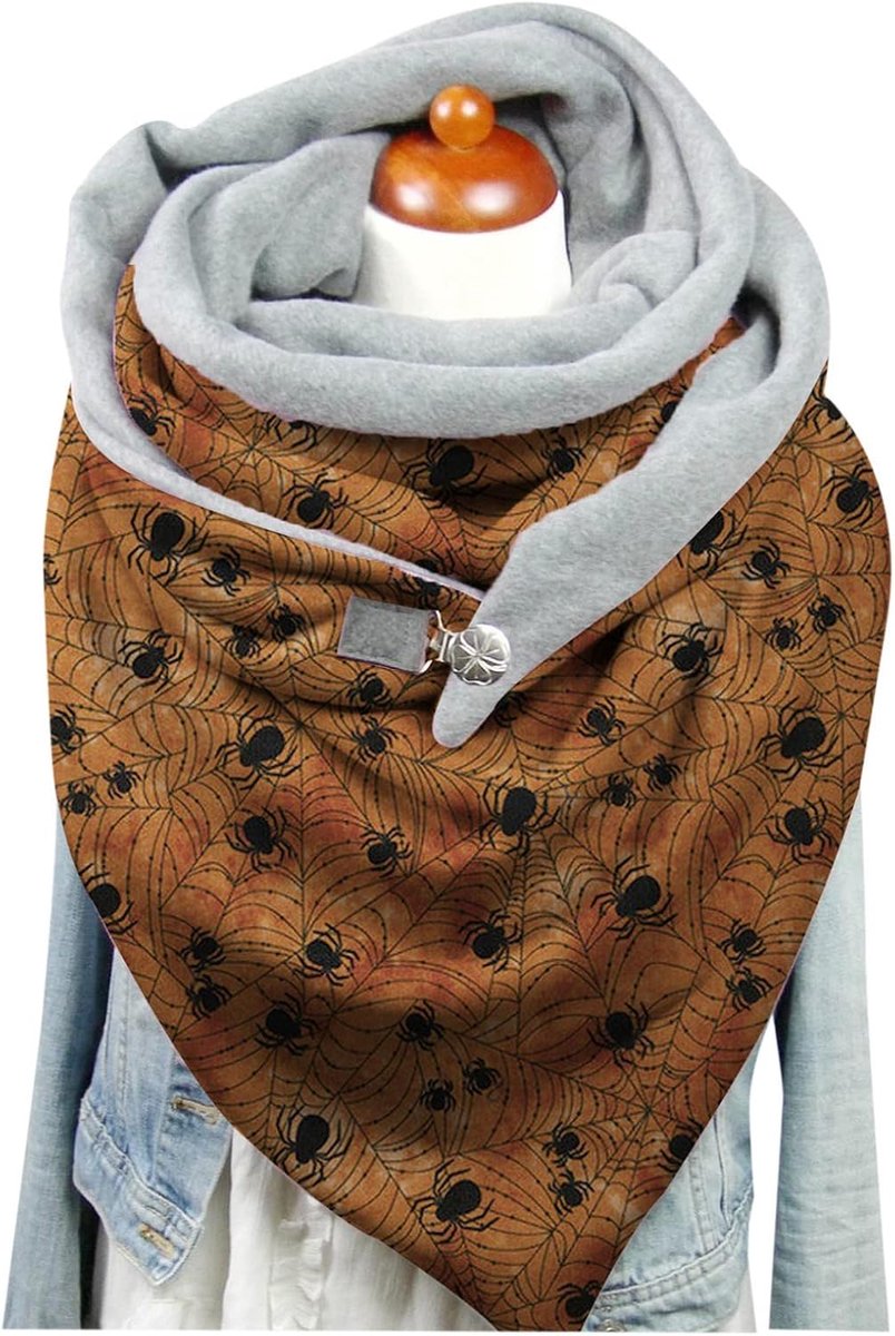 damessjaal Halloween Knop Print Zachte Casual Wrap Warm Sjaal Vierkante Sjaal Vrouwelijke Halsdoek - A