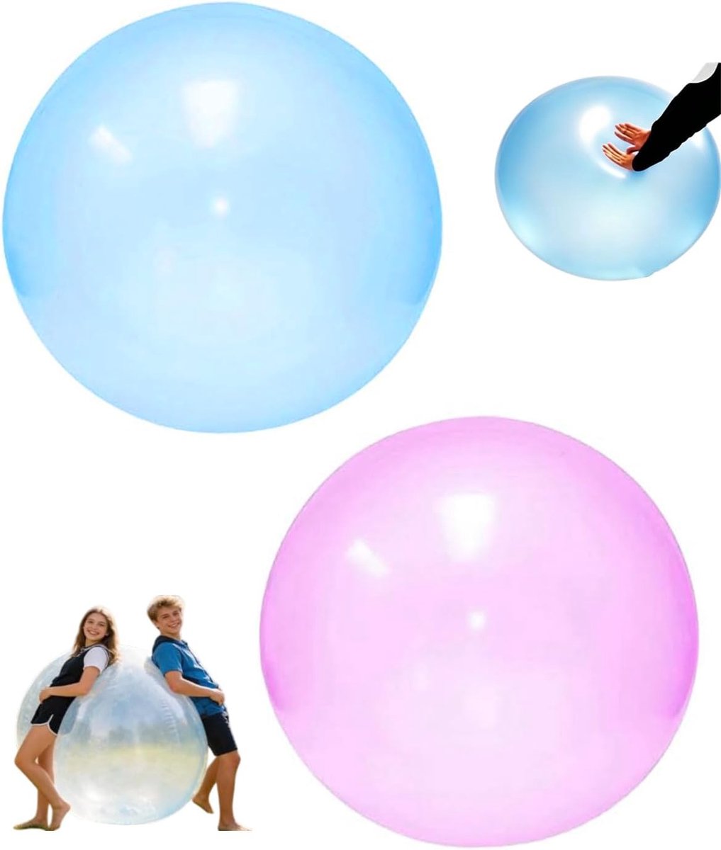enorme strandbal, 60 cm, transparant, 2 stuks, pvc, voor zwembad en zand, opblaasbare bal, voor zomer, familiefeest, outdoor, opblaasbare strandbal
