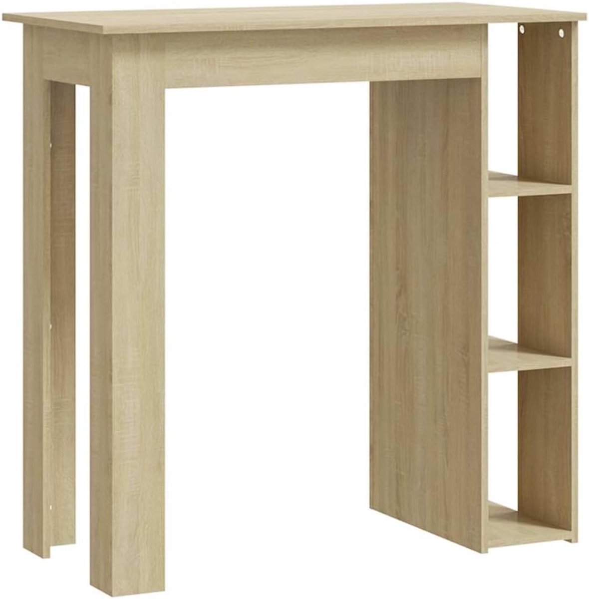 Sonoma-eiken, 102 x 50 x 103,5 cm, met 3 legplanken, moderne bistrotafel van houtmateriaal voor keuken en eetkamer, stabiel en onderhoudsvriendelijk