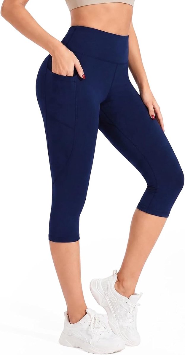 3/4 Legging Dames Hoge Taille met Zakken voor Yoga Fitnes Gym