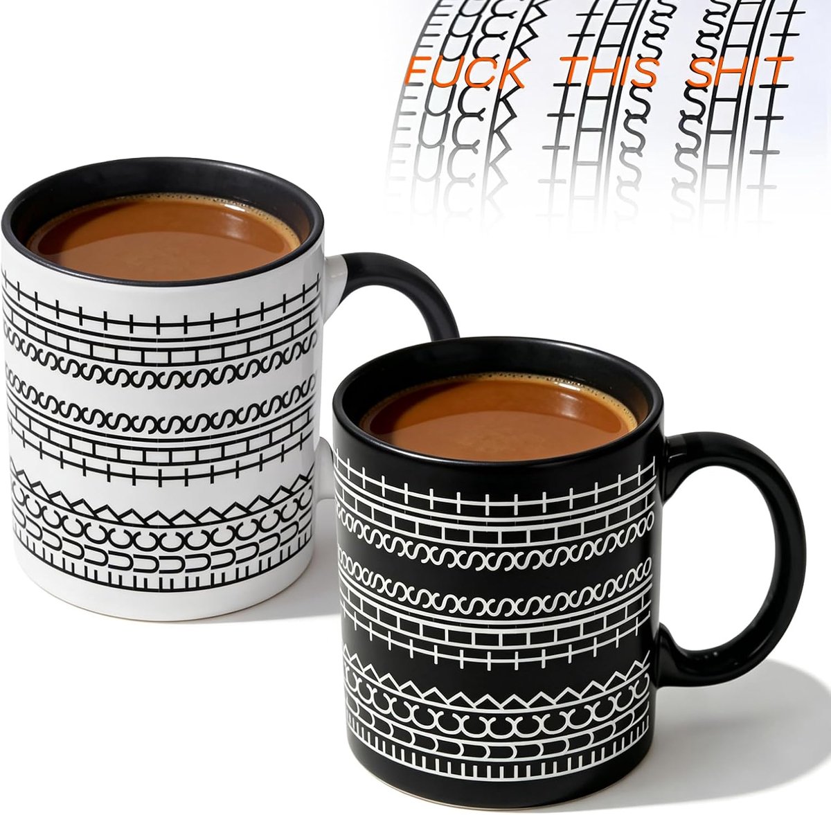 Mokken met verborgen boodschap (350 ml), grappige mok van keramiek, sarcastische koffiemok als grappig cadeau voor collega's en vrienden, kantoor en thuis (zwart en wit)