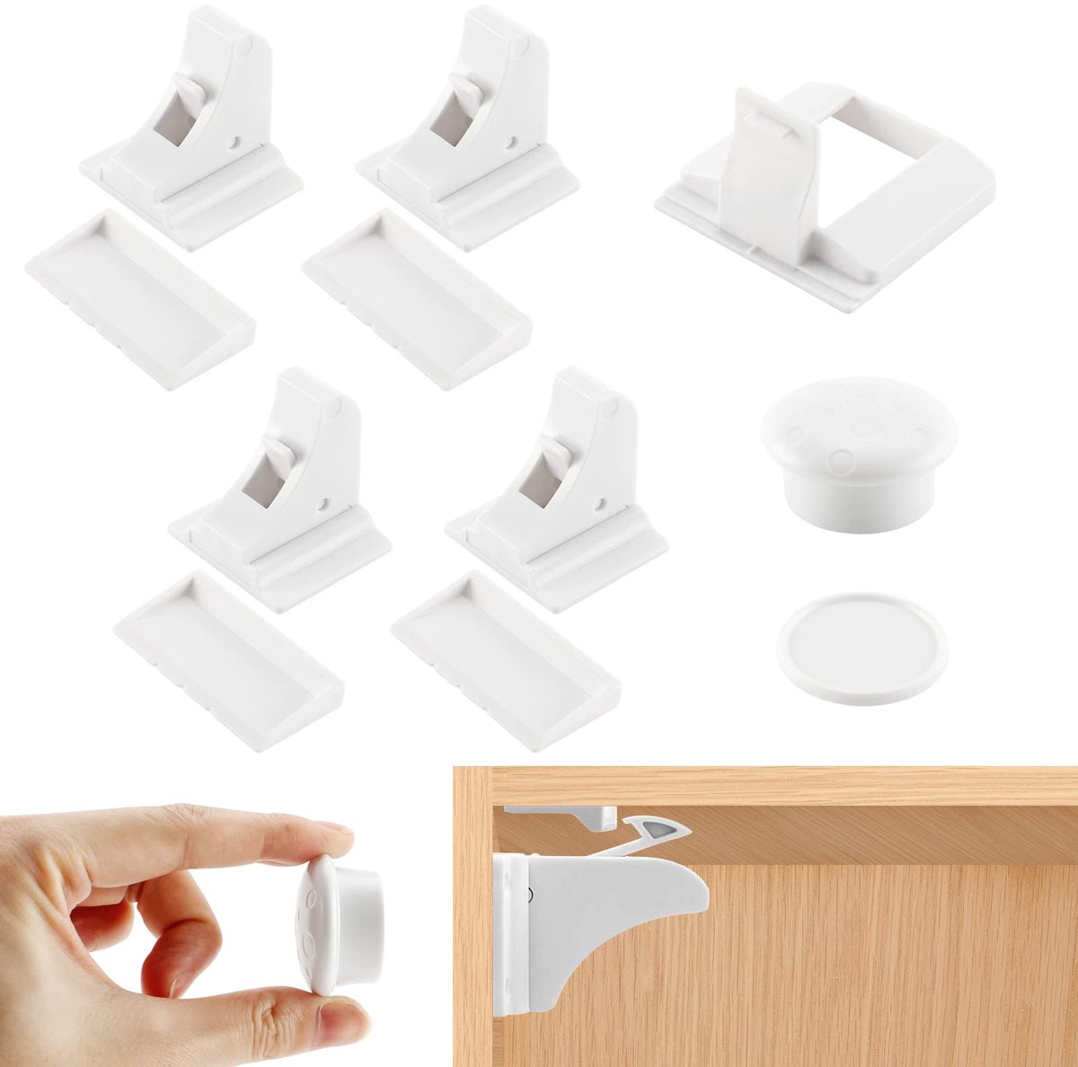 Magnetisch Kinderslot - Met Kleefbevestiging - Voor Kasten en Laden - 4 Sloten + 1 Sleutel