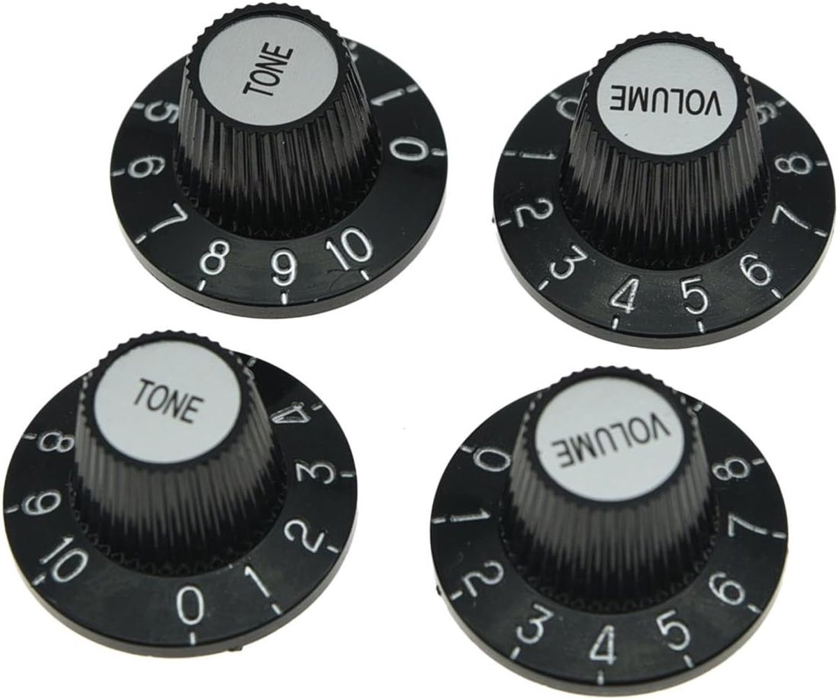 4Pcs Zwart Met Zilver Cap LP Metrische Gitaar Heks Hoed Knoppen Top Hat Knoppen Voor SG Epiphone Les Paul