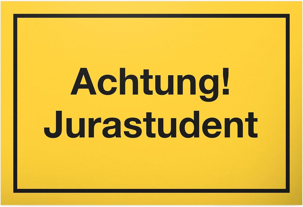 Waarschuwing Jurastudent, plastic bord met spreuk - cadeau-idee grappig geschenk aangaande juristen/rechtswetenschappers - grappig artikel Jura studenten
