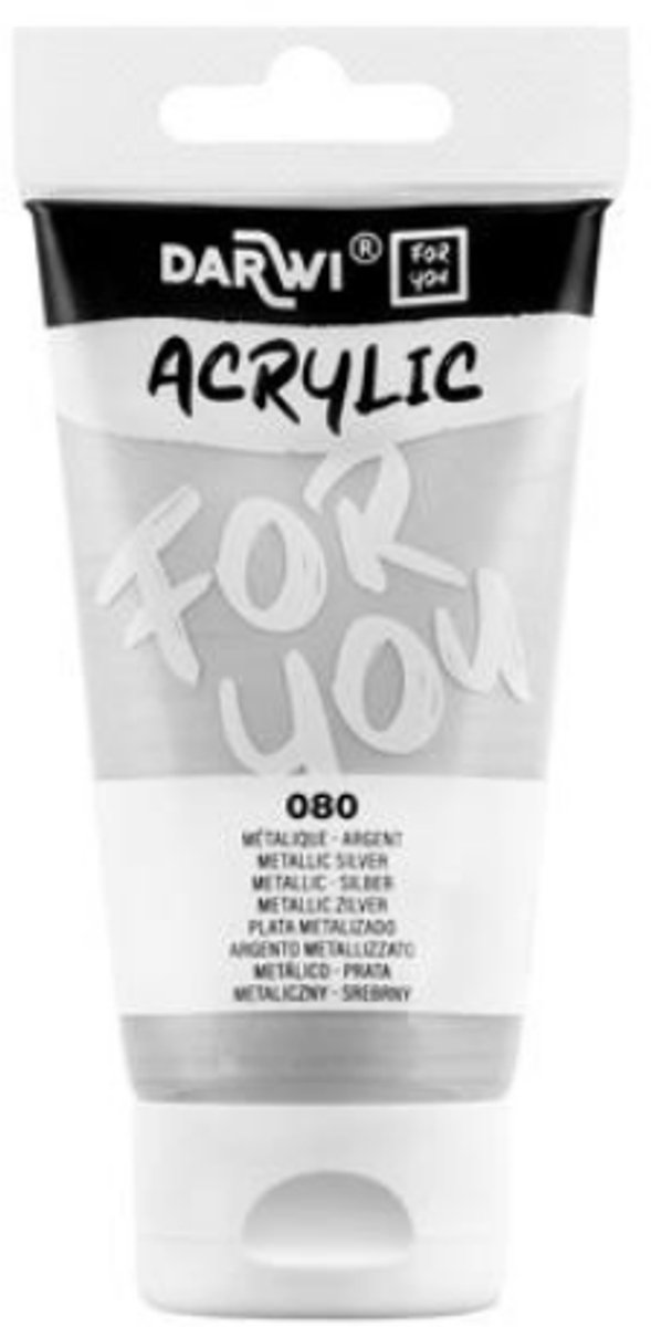 Darwi For You acrylverf 75 ml in tube metallic zilver