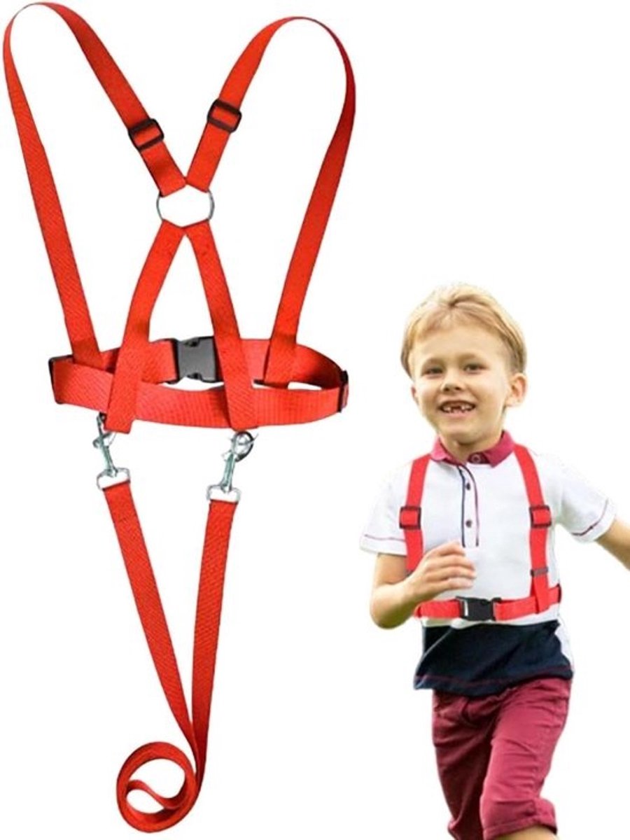 Kinder Tuigje - Peuter Leiband - Buitenactiviteiten - Verstelbaar Systeem - 200 cm Lengte - Rood