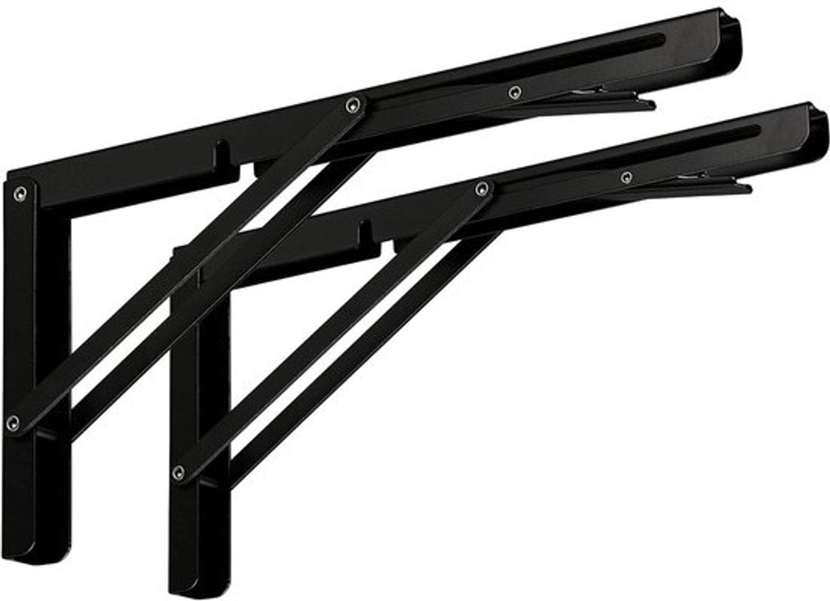 Opvouwbare Plankbeugels - Wandsteunen Zwaar - Ruimte Besparen - Tot 250kg Belasting - 60 cm Diep - Zwart