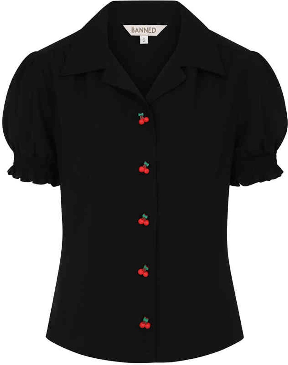 Banned - Rockabilly Blouse - L - Zwart