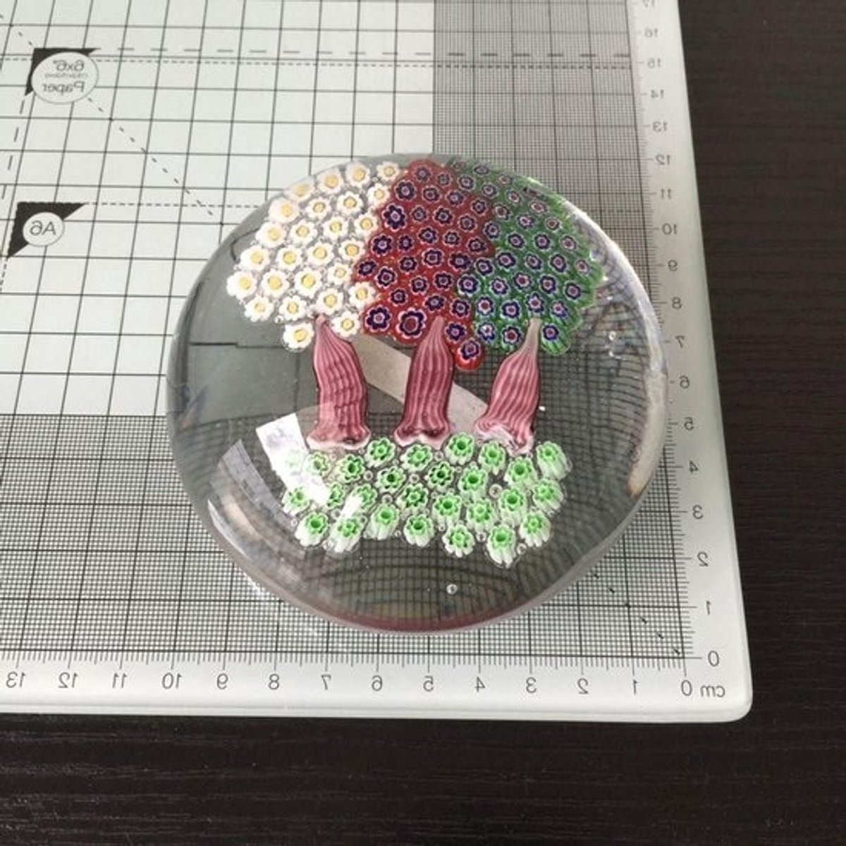 Papiergewicht Glazen Bal - Presse-papier Decoratie - Bureau Organisatie - Uniek Millefiori Patroon - 10 cm Diameter - Multicolor