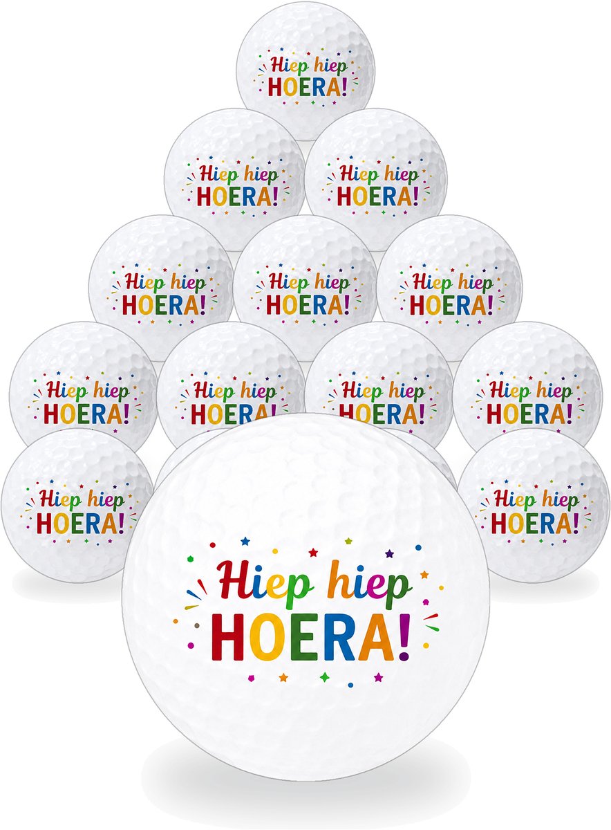 Golfballen Hiep Hiep Hoera Meerkleurig - Verjaardag Golf Cadeau - 15 stuks - Wilson - Bedrukte Golfballen