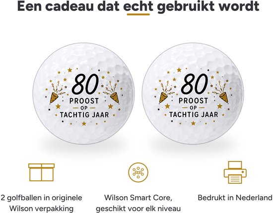 Wilson Golfballen 80 Jaar - Verjaardag Golf Cadeau - 2 stuks - Golfbal met Opdruk — afbeelding 3