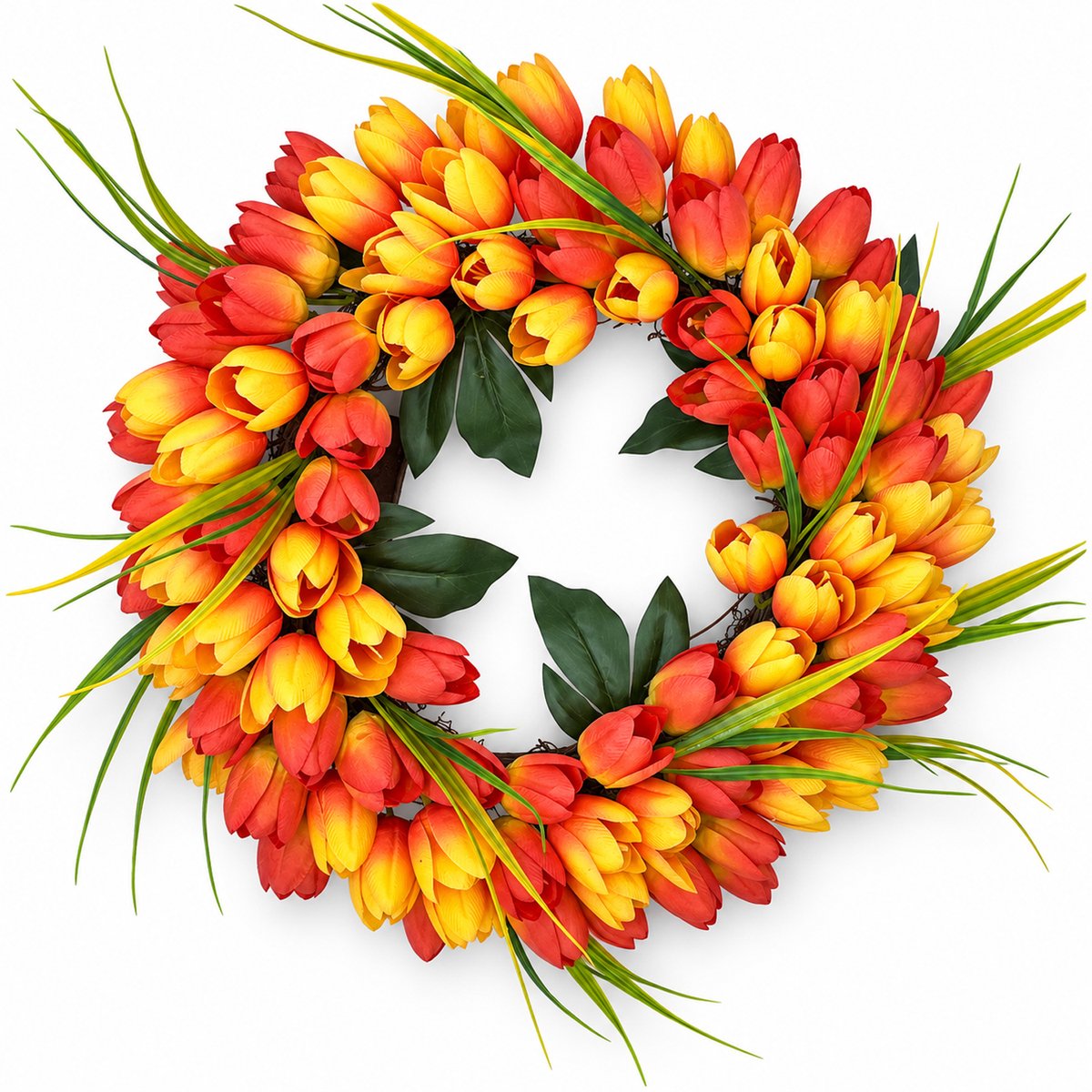 Sfeervolle Tulpenkrans - Hangende Raam‑ en Deurdecoratie - voor Feest en Woondecoratie - 40 cm