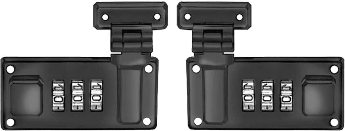 2 stuks combinatiekoffersloten met 3 cijferig wachtwoord, zwarte 65mm gereedschapskist vaste accessoires, voor koffers, rugzakken en gereedschapskisten (links / rechts)