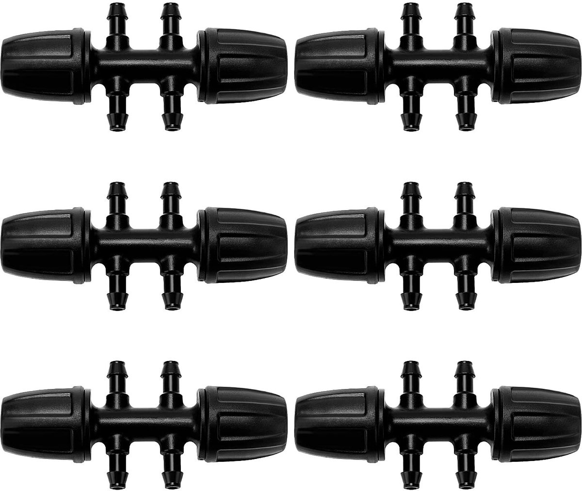 6Pcs 0.65mm tot 4/7mm Barbed Tee Connector voor Drip Irrigatie, 6-Weg Anti-Drop Verbinding voor Tuin en Gazon, Irrigatiebuis Fitting voor Efficiënte Waterverdeling