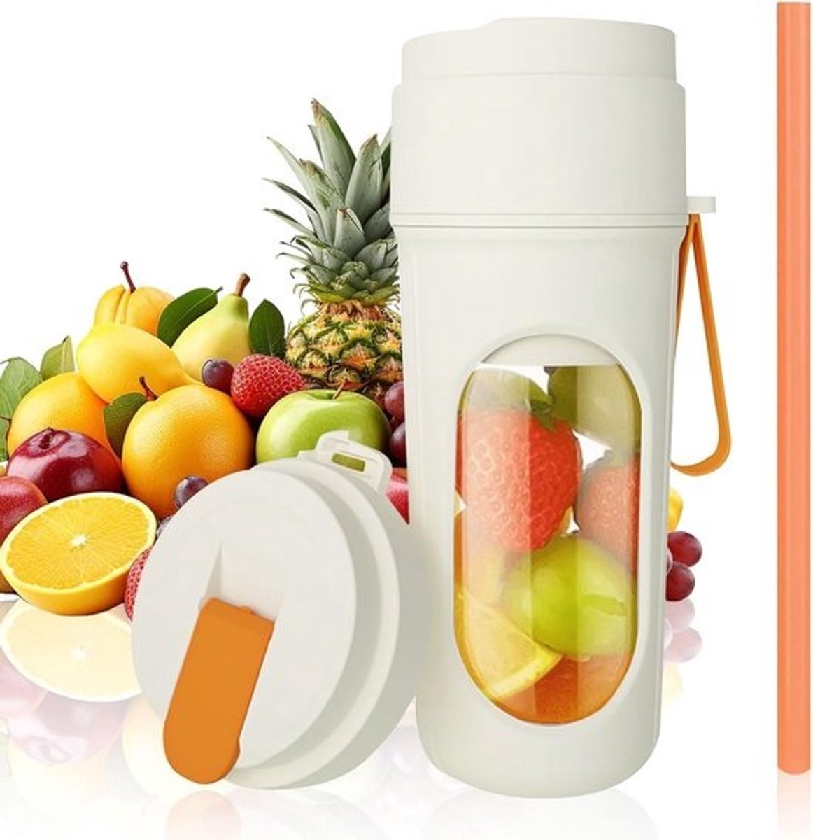 Smoothie Maker to Go, 450 ml draagbare mixer, draagbare blender met 12 messen van roestvrij staal, mini-mixer voor shakes, USB-standmixer, klein, voor sportschool, kantoor, camping, reizen (1500 mAh