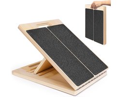 Slant Board - Houten Stretch Board met 5 Verstelbare Hoeken van 20° tot 45° - Inklapbaar Antislip Balansbord met Handgreep - voor Rek- en Mobiliteitsoefeningen