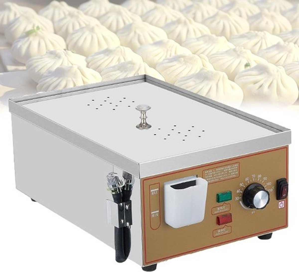Elektrische Stoomkoker - Dim Sum Machine - Professioneel Gebruik - Droogkookalarm Temperatuurregeling - 2 Gaten