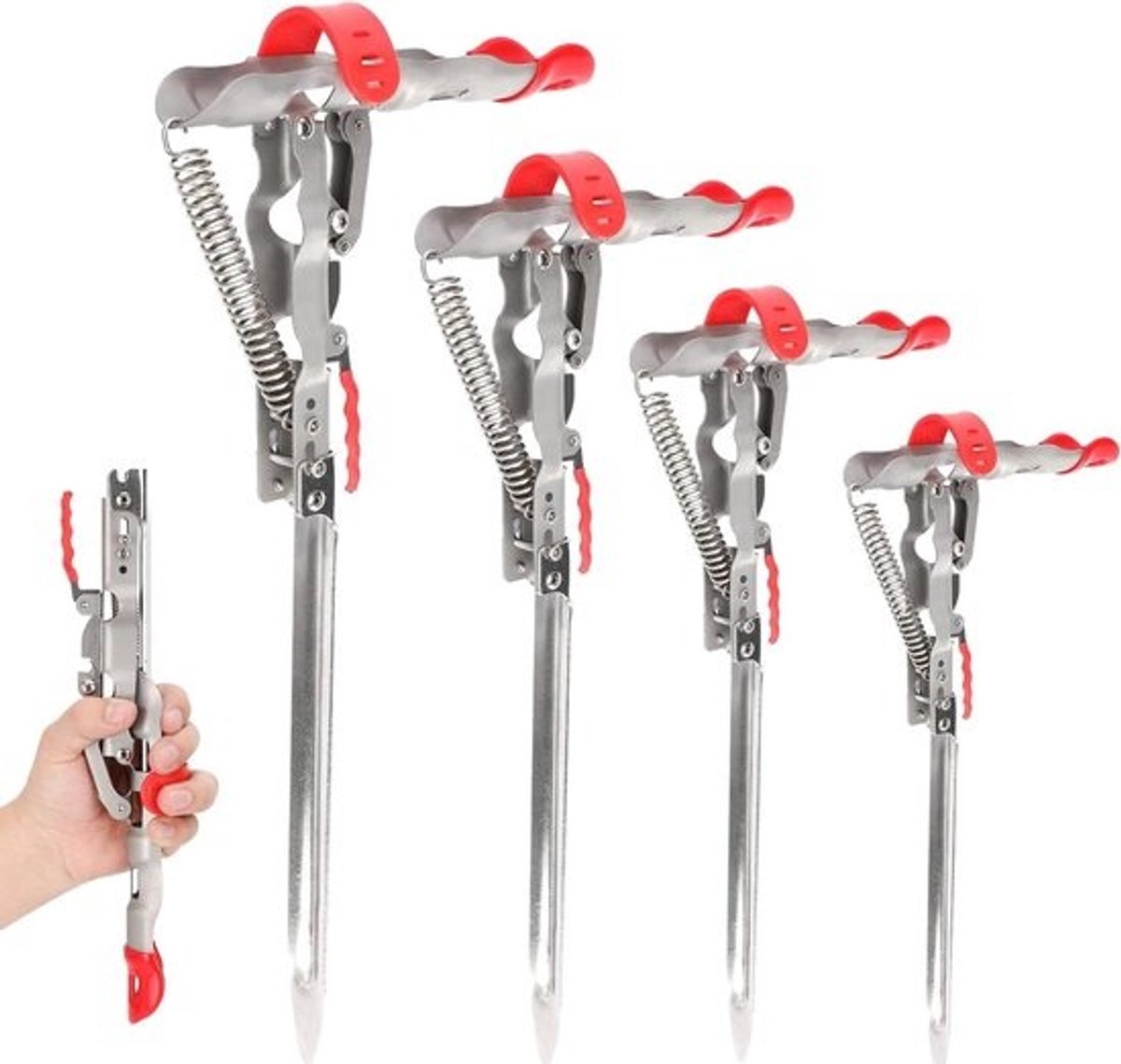 Automatische Hengelhouder - Visbeugel Veer - Vissen Op Kusten - Volledig Automatisch - 4 Pack - Rood