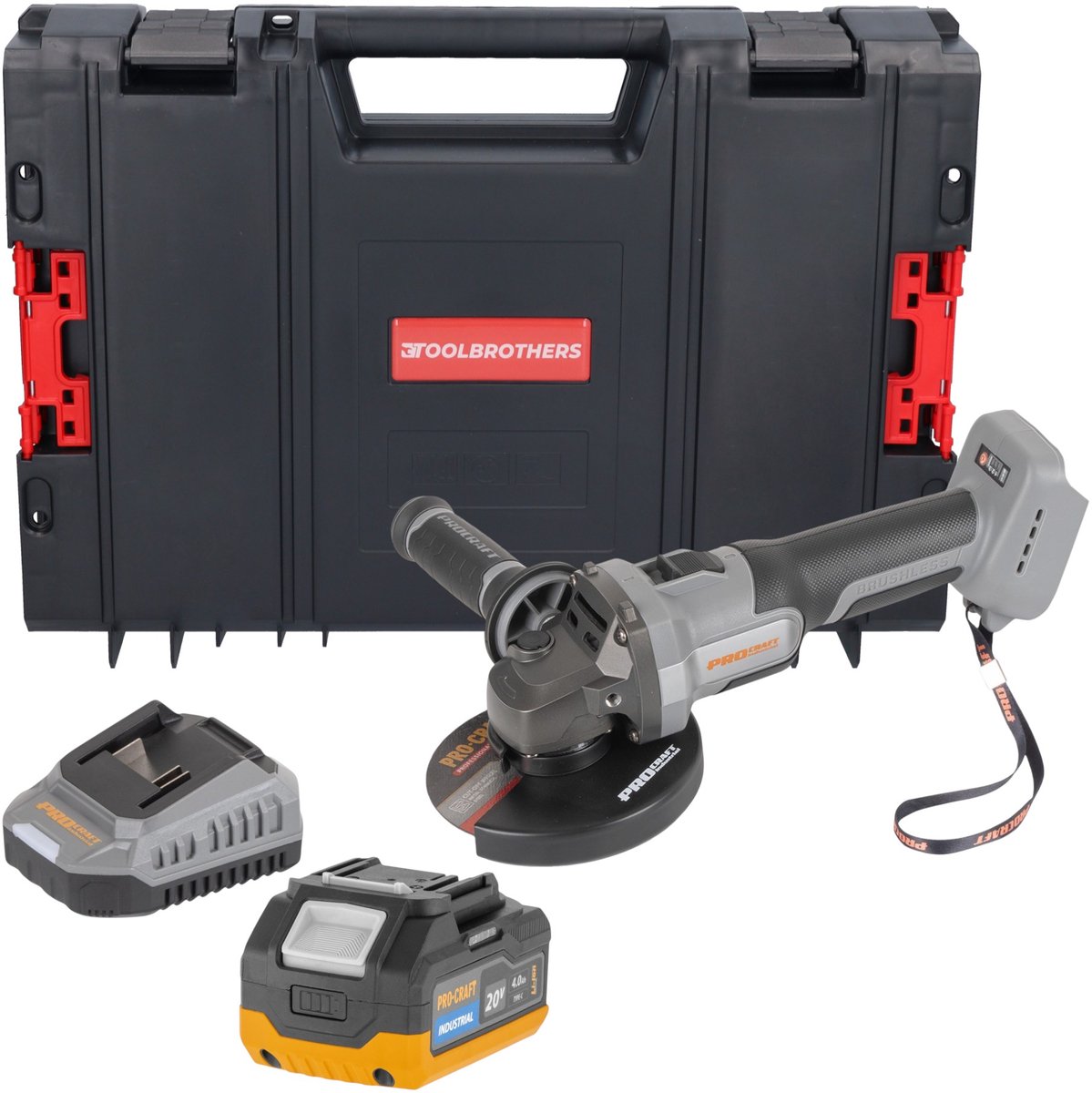 Procraft Industrial AG125Abb accu-haakse slijper 20 V 125 mm borstelloos Solo - zonder accu, zonder oplader