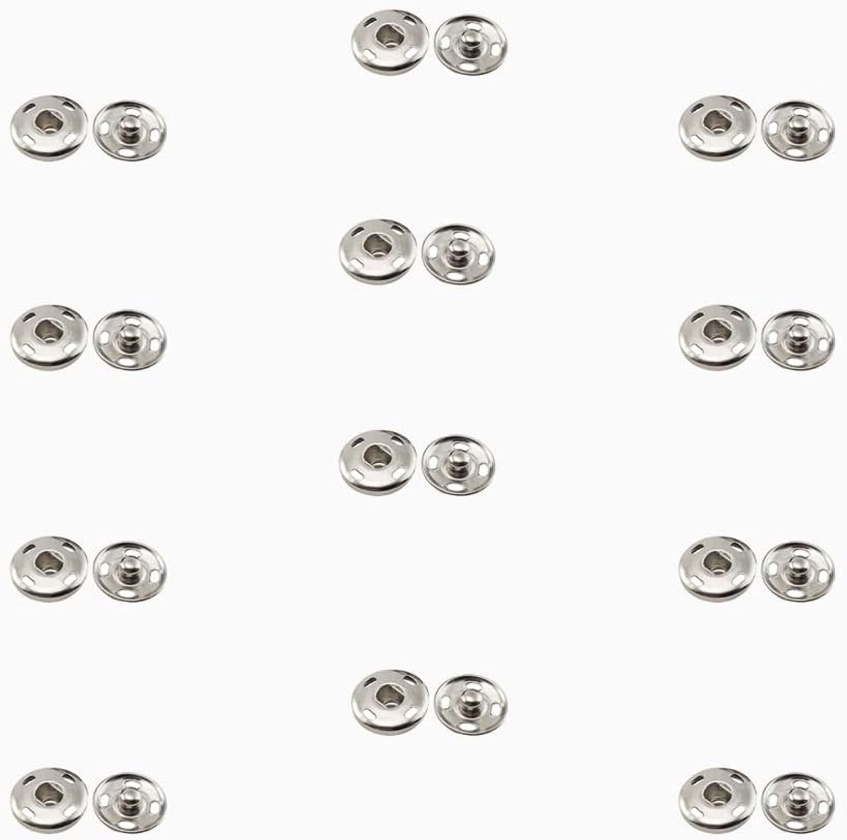 12 Sets Drukknoppen 8.5mm voor DIY Projecten, Creatieve Klussen en Reparaties, Metaal Snap Buttons