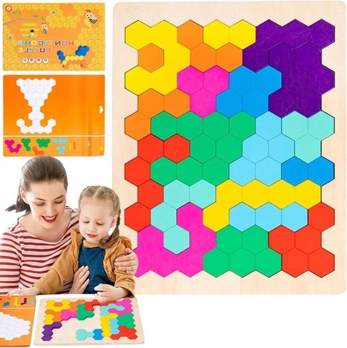 Puzzel Blokspel - Houten Puzzel - Cognitieve Ontwikkeling - 120 Uitdagingen - 23 cm - Multicolor