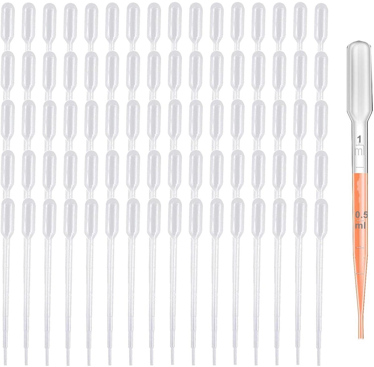 Dailygoods- Transferpipet 1ml - 200 Stuks - Kunststof - Wegwerp - Gegradueerd - Transparant - Nauwkeurige Vloeistofmeting - Pipet