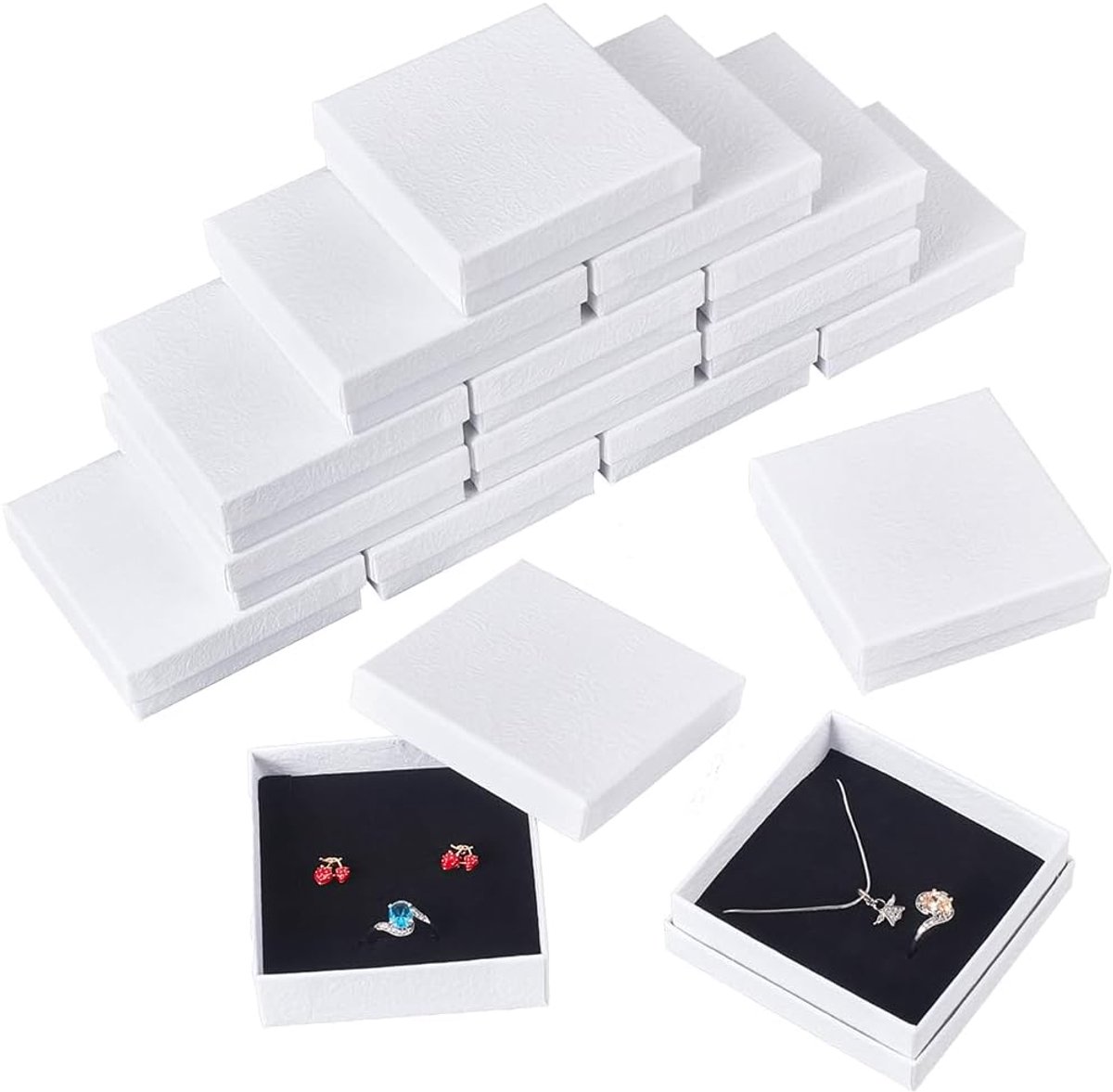 Dailygoods - 20 Stuks Textuur Papieren Sieraden Geschenkdozen - Rechthoekige Opbergdozen voor Ringen en Halskettingen