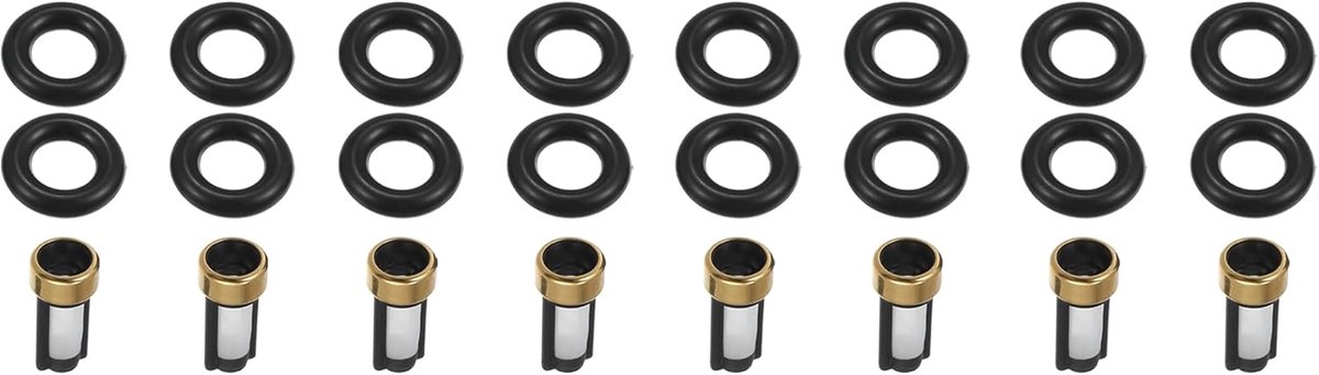 Dailygoods- Brandstofspuitmonden - O-ringen - Afdichtingen - Filter - Set van 8 - Compatibel met Dodge/Ram - Brandstofinjectoren