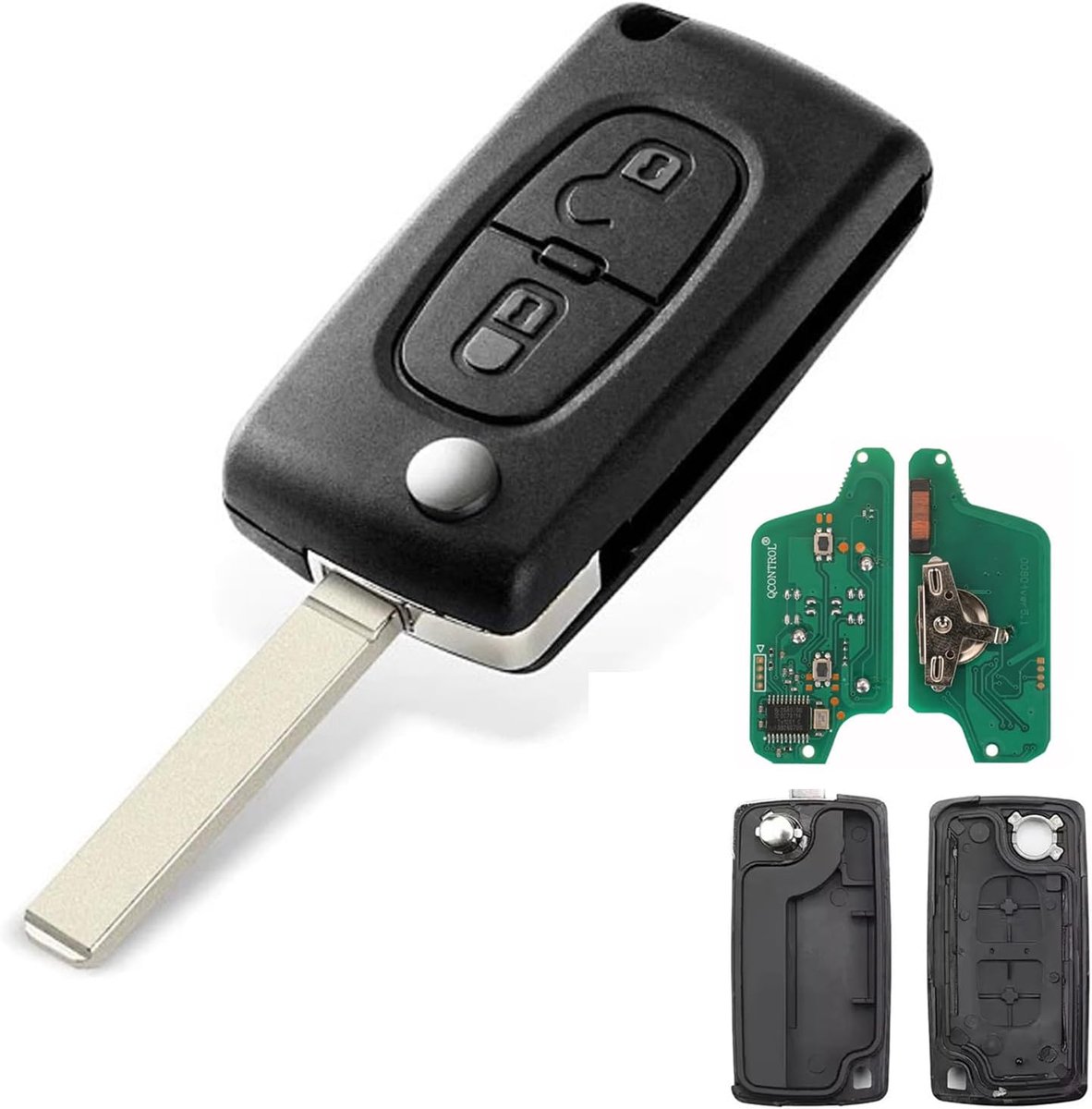 2-knops Autosleutel Afstandsbediening 433 MHz met Chip PCF7941