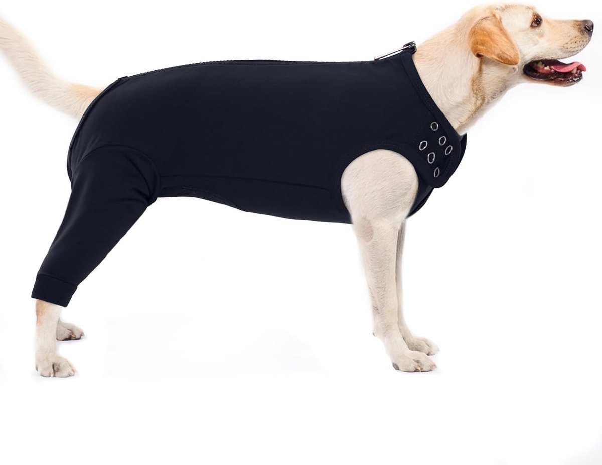 Hond Herstelkleding, Genezingspak Lichaam Post-Operatie Onesie Bodysuit Wondbescherming Na Operatie Shirt Wonden voor Honden (Zwart, Groot)