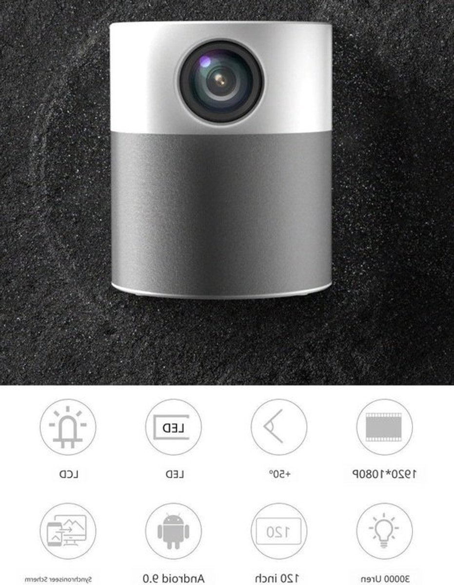 Full HD Projector - Beamer LED Projector - Thuisbioscoop Creëren - Ingebouwd Android Systeem - 250 inch - Zwart