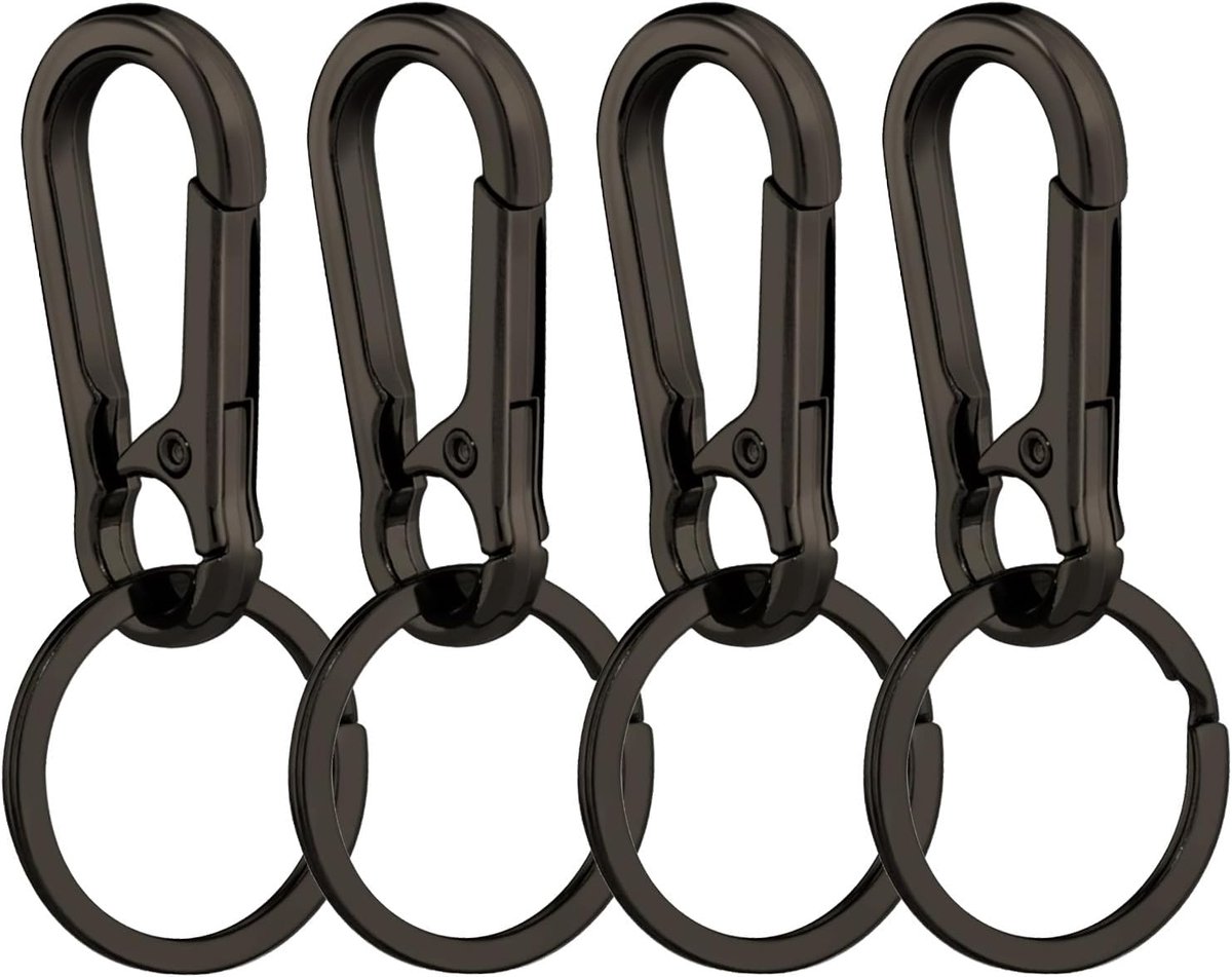 Dailygoods- Sleutelhanger Set van 4 - Metalen Karabijnhaak - Zinklegering Antiroest - Lichtgewicht Design - Multifunctioneel - Bronzen Look - Keychain