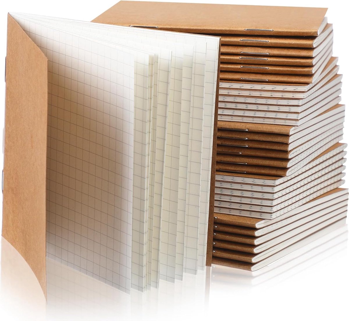 Dailygoods- Notebooks Set van 50 - Mini Pocket Notebooks - Kraft Notebooks - Schrijfblok voor Memo's - Dagboek 10,2 x 10,2 cm - Bruin